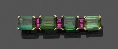 Barrette brooch in 750 thousandths yellow...