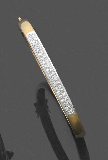 Rigid, opening bracelet in two-tone 750 thousandths...