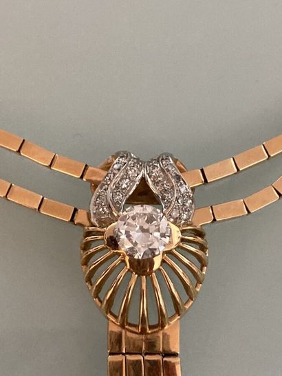 Two-row articulated necklace in 750 thousandths...