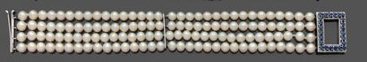 Four-row bracelet of choker cultured pearls,...