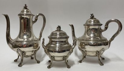 Three-piece, monogrammed, baluster-shaped...