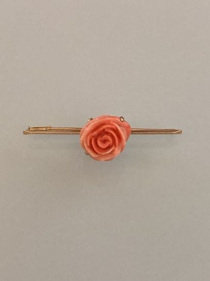 Bague et broche en or jaune 750 millièmes...