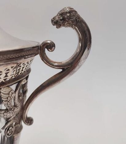 Covered sugar bowl in openwork silver 950...