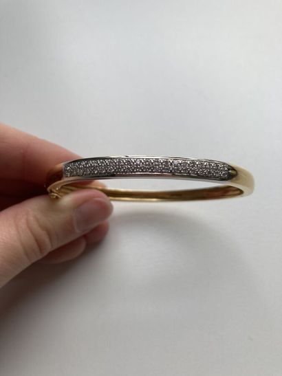 Rigid, opening bracelet in two-tone 750 thousandths...