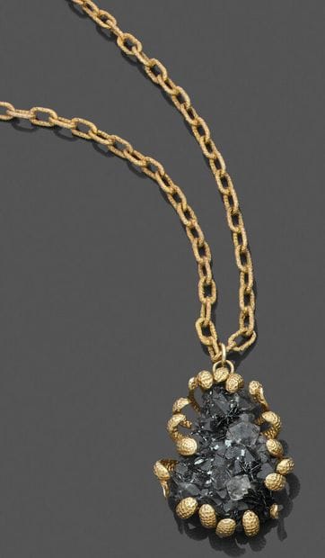 Articulated long necklace in 375-thousandth...