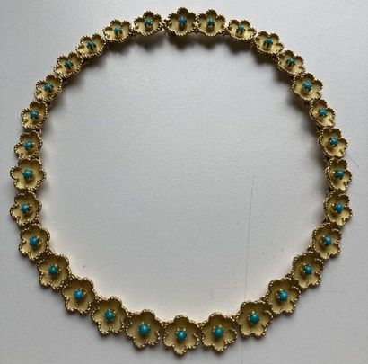 Articulated necklace in engraved and amatized...