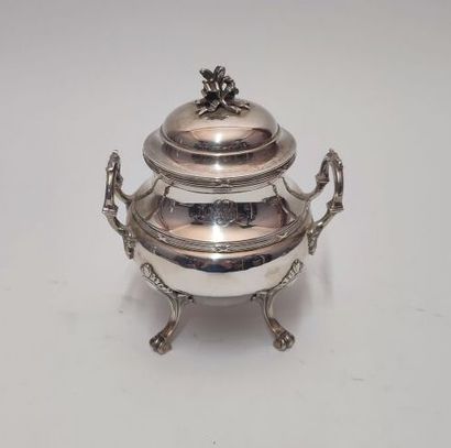 Three-piece, monogrammed, baluster-shaped...