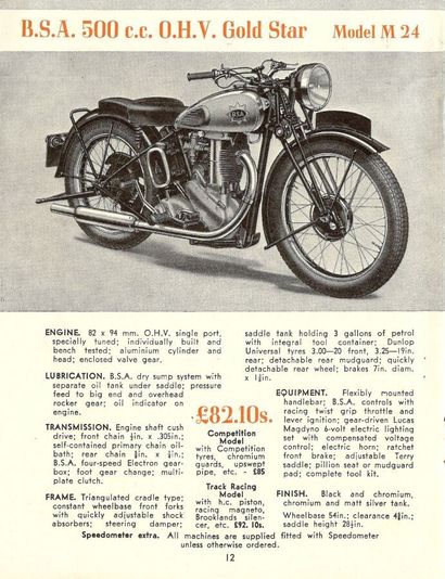 BSA
Moto
Gold Star 
1938
Serial number 322
Type...