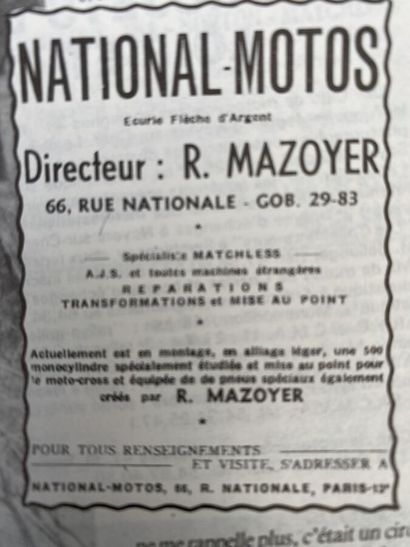 MOTO MAZOYER Paris
Moto
Flèche d'Argent
Road...