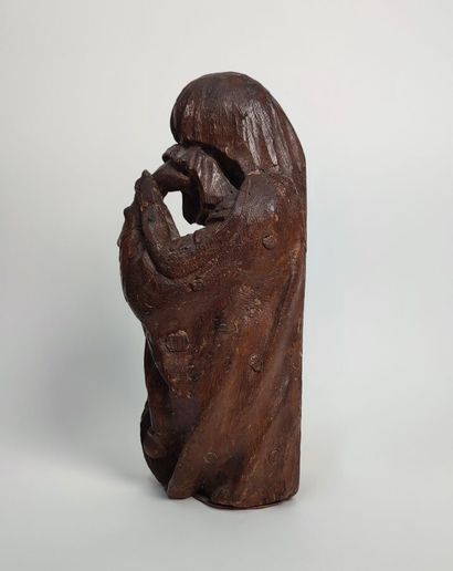 Carved oak bust of a Virgin of Calvary or...