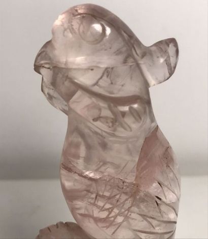 CHINA
Rose quartz budgie 
With base
Height...