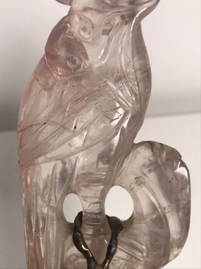 CHINA
Rose quartz budgie 
With base
Height...