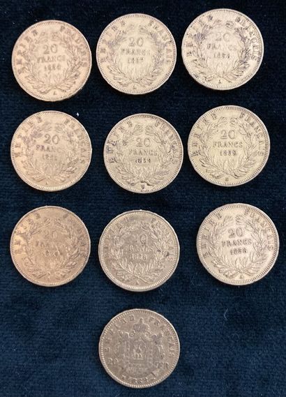 Lot of 10 20 F gold coins, worn and rubbed

Sold...