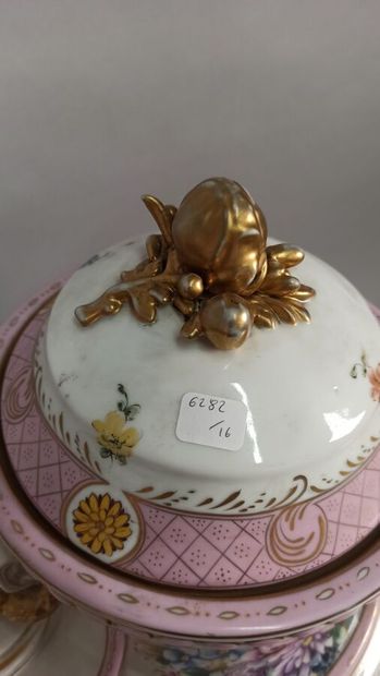 Porcelain covered vase with polychrome and...