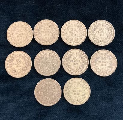 Lot of 10 20 F gold coins, worn and rubbed

Sold...