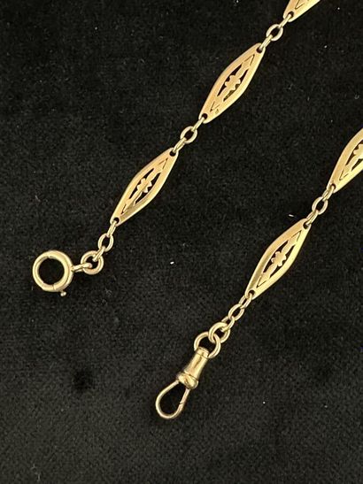 18k yellow gold watch chain with forçat links...