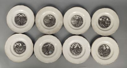 Set of eight plates decorated with 