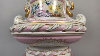 Porcelain covered vase with polychrome and...