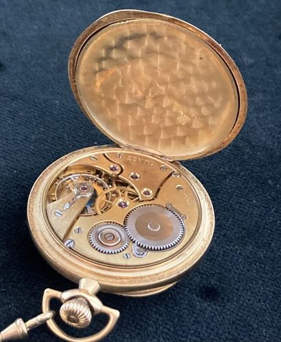 Pocket watch in yellow gold, metal chain
Gross...