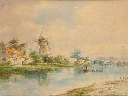 OUVRIE Justin (1806-1879)
Souvenir de Hollande
Watercolor,...