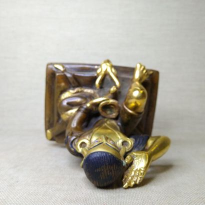 TIBET, 20th century 
Three gilded bronze...
