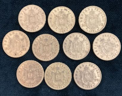 Lot of 10 20 F gold coins, worn and rubbed

Sold...