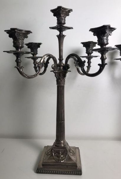 Pair of silver-plated five-light candelabra
Marked...