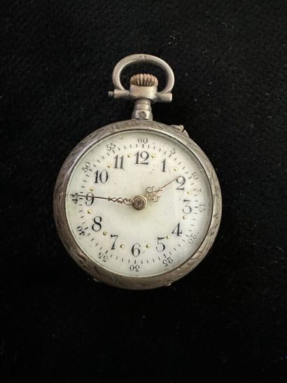 800 silver collar watch, white enameled dial...
