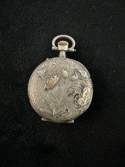 800 silver collar watch, white enameled dial...