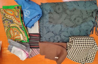 Lot of scarves and shawls. 
Various materials...