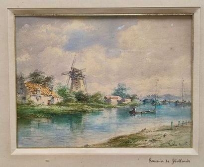 OUVRIE Justin (1806-1879)
Souvenir de Hollande
Watercolor,...