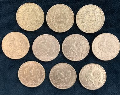Lot of 10 20 F gold coins, worn and rubbed

Sold...