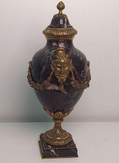 Pair of marble and gilt bronze cassolettes...