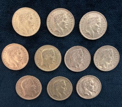 Lot of 10 20 F gold coins, worn and rubbed

Sold...