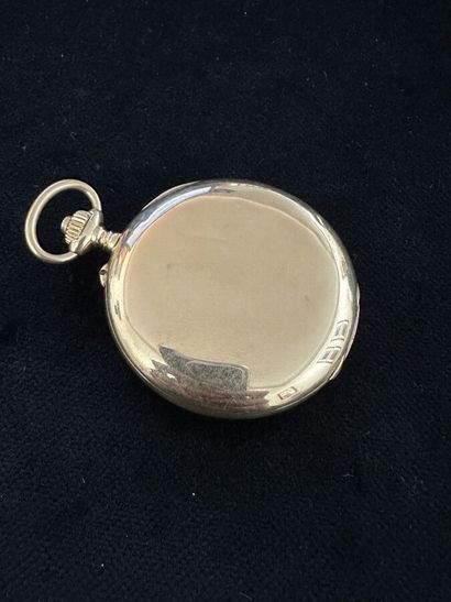 18K yellow gold gousset watch, enamelled...