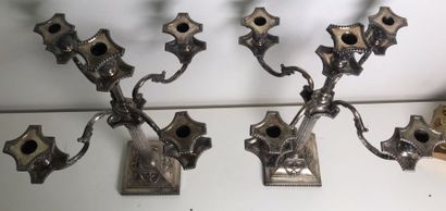 Pair of silver-plated five-light candelabra
Marked...