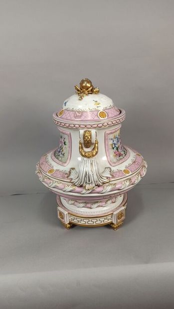 Porcelain covered vase with polychrome and...