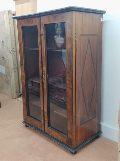 Small veneered bookcase opening with two...