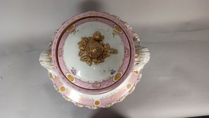 Porcelain covered vase with polychrome and...