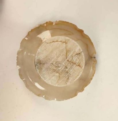 Alabaster bowl on pedestal
(small chips)
Height...