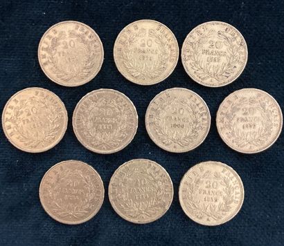 Lot of 10 20 F gold coins, worn and rubbed

Sold...