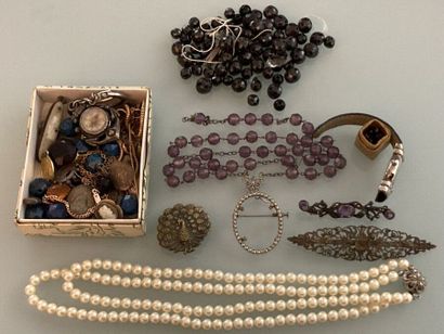 Lot of costume jewelry including two strands...