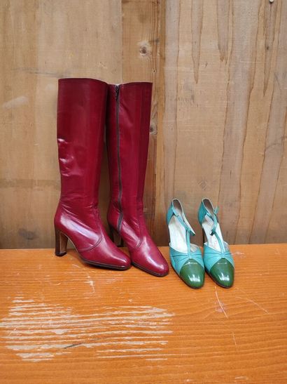Pair of red leather boots by MAGLI, Italy
Size...
