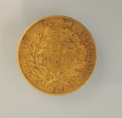 One 20 F gold coin, Marianne tête laurée,...