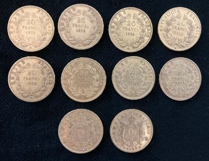 Lot of 10 20 F gold coins, worn and rubbed

Sold...