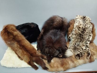 Lot of fur including two muffs, chokers,...