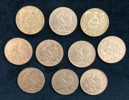 Lot of 10 20 F gold coins, worn and rubbed

Sold...