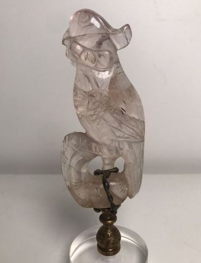 CHINA
Rose quartz budgie 
With base
Height...