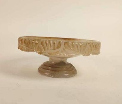 Alabaster bowl on pedestal
(small chips)
Height...