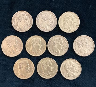 Lot of 10 20 F gold coins, worn and rubbed

Sold...